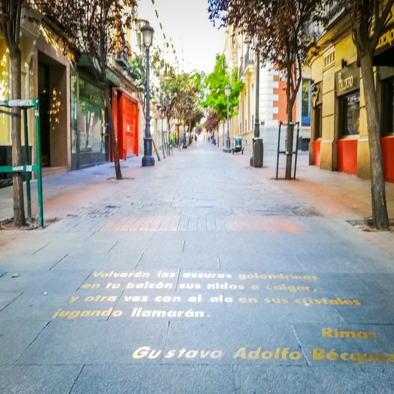 excerpt of Rimas by Gustavo Adolfo Bécquer in Huertas street