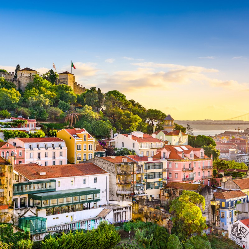 Lisbon, Portugal skyline at Sao Jorge Castle in the afternoon.