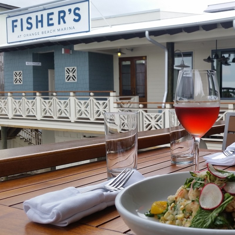 outdoor dining at Fisher's, Orange Beach, Alabama.