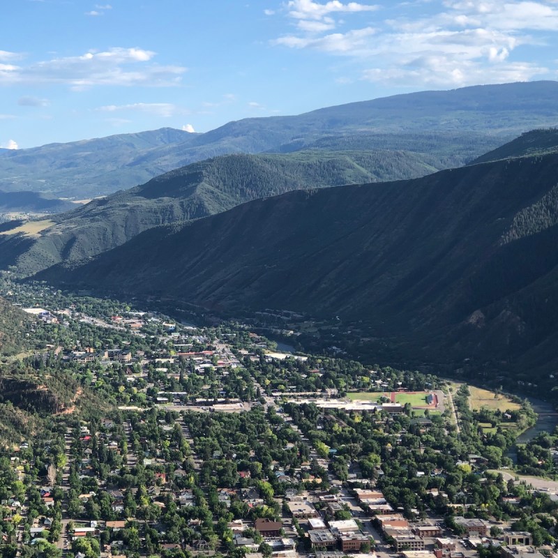 View of Glenwood Canyon from the top of the mountain