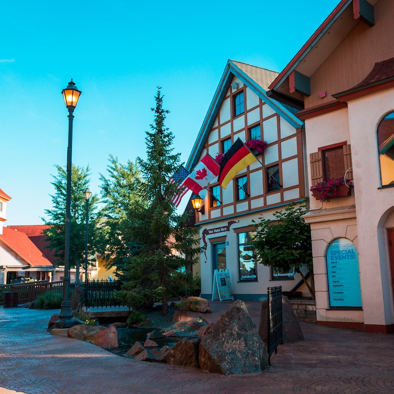 Shops in downtown Frankenmuth, Michigan.