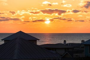 View of sunset over the Gulf of Mexico from home in Seaside, Florida