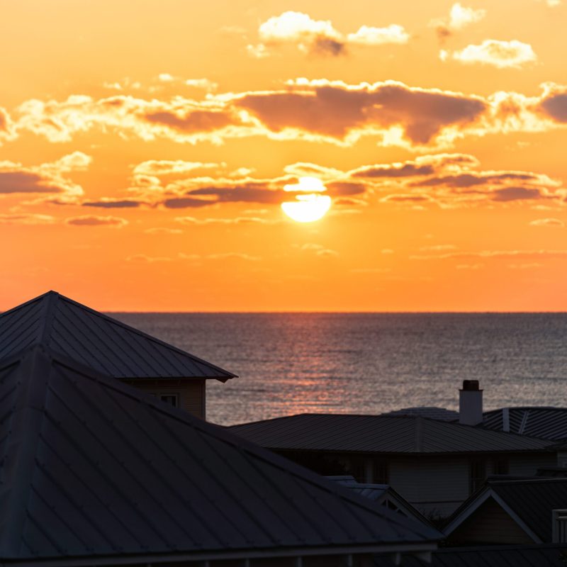 View of sunset over the Gulf of Mexico from home in Seaside, Florida
