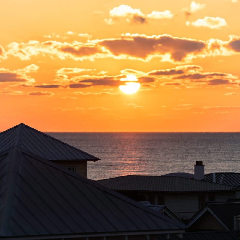 View of sunset over the Gulf of Mexico from home in Seaside, Florida