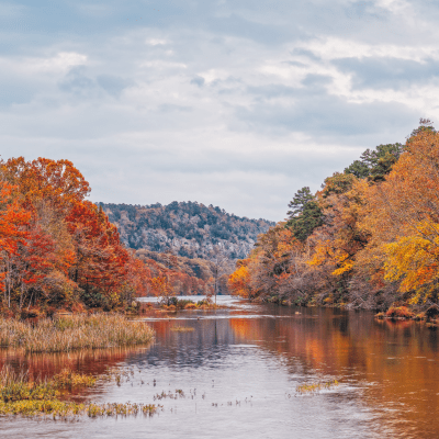 Mountain Fork River At Beaver's Bend State Park - Broken Bow Oklahoma during autumn