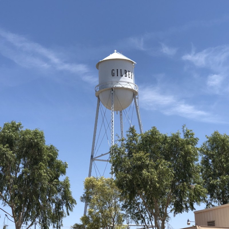 A water tower in Gilbert, AZ.