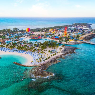 aerial view of Royal Caribbean island, CocoCay in the Bahamas