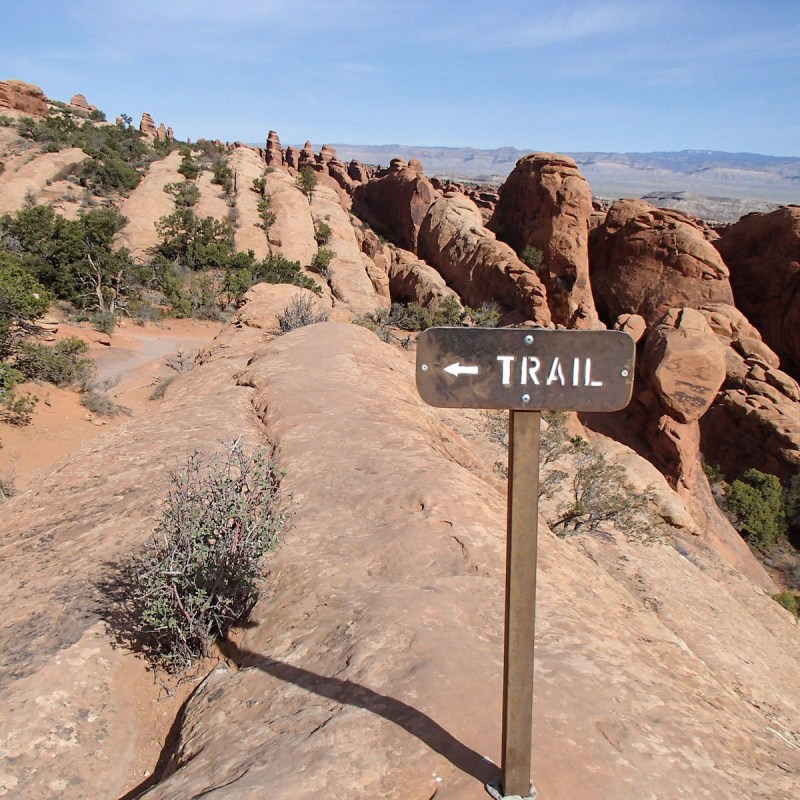 A trailhead in Arches.