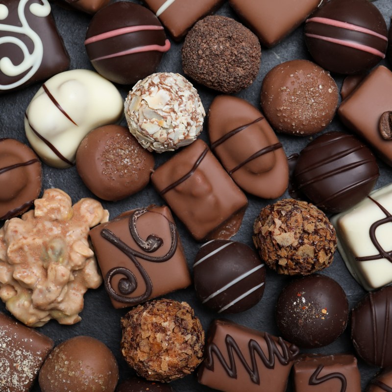 A collection of chocolate truffles.