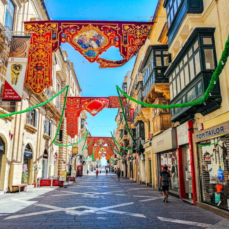 A colorful street in Malta.