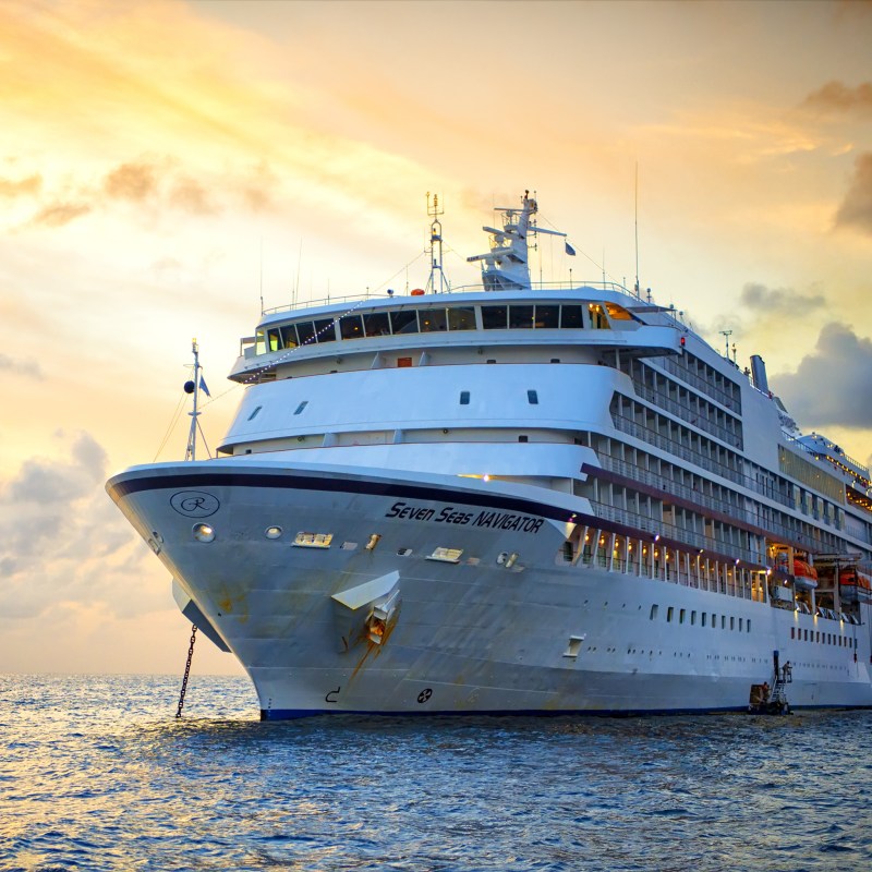 A cruise ship in the ocean.