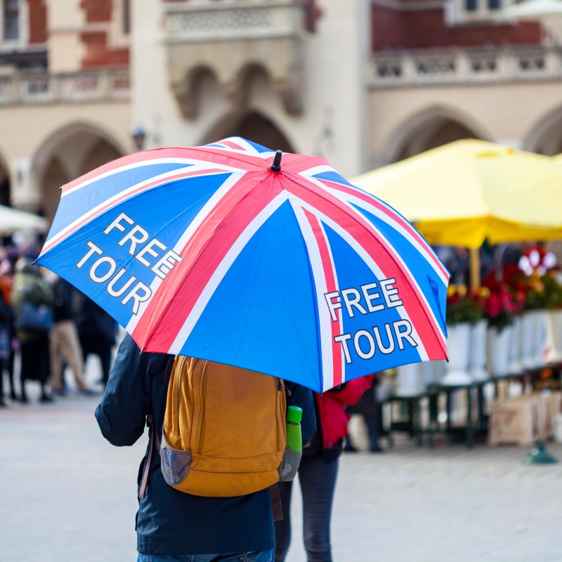 A free tour on Cracow Market Street in England.