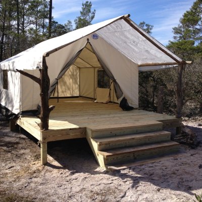 A glamping tent in Gulf State Park, Alabama.