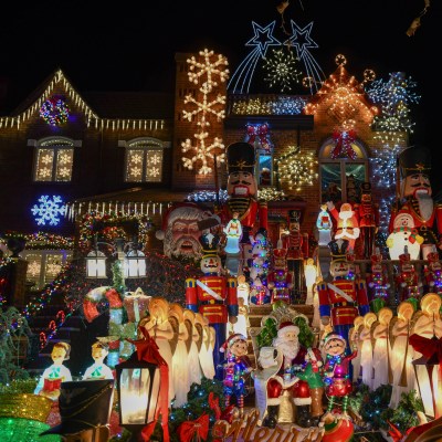 A house in New York City's Dyker Heights neighborhood during Christmas.