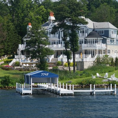 A lakeside mansion in Lake Geneva, Wisconsin.