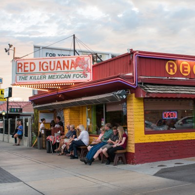 A line of customers outside the Red Iguana in Salt Lake City.