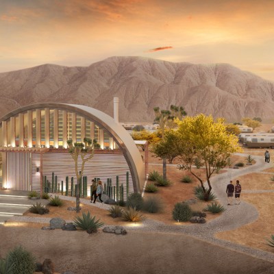 A mock-up of AutoCamp's new Joshua Tree glamping site.