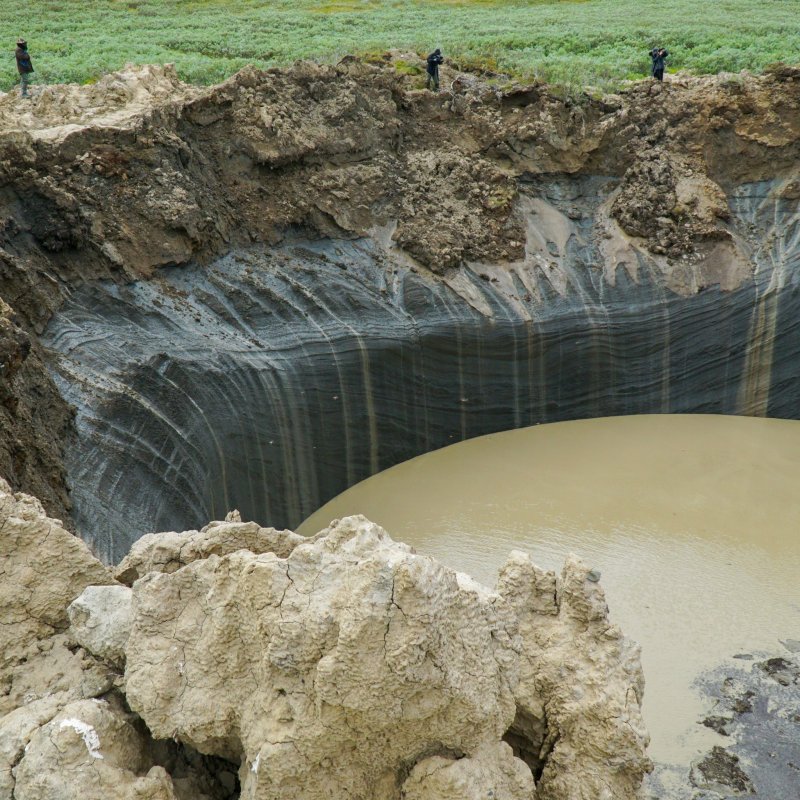 A mysterious crater in the Yamal Peninsula of Siberia.