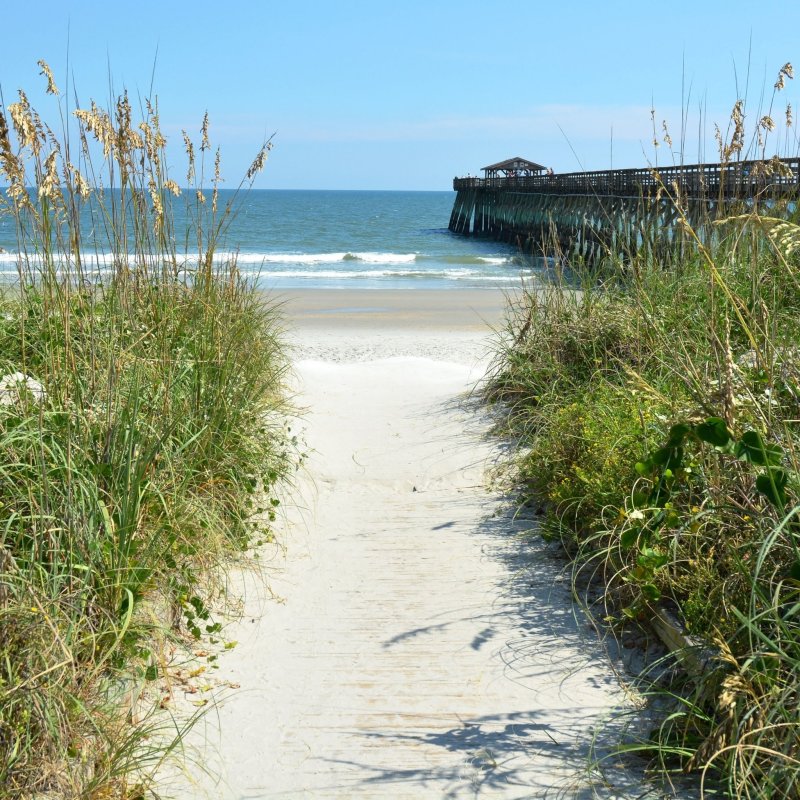 A path to the beach in Myrtle Beach, South Carolina.