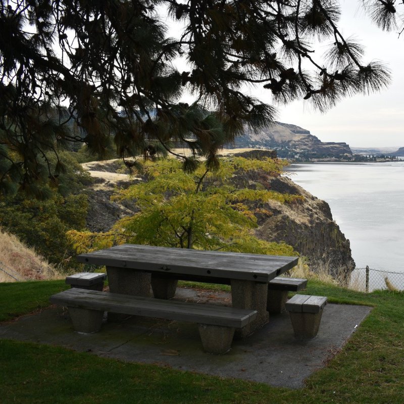 A picnic bench with a view.
