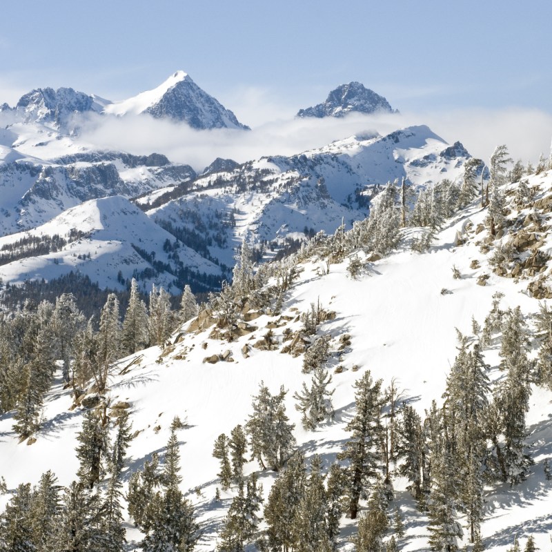 A snowy winter day at Mammoth Lakes, California.