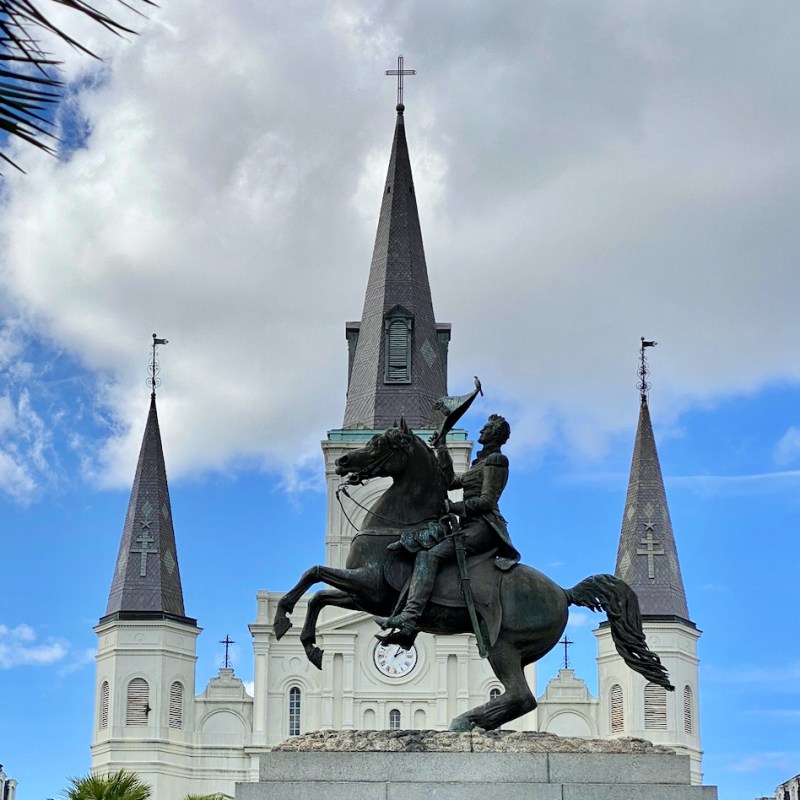 A statue in Jackson Square.