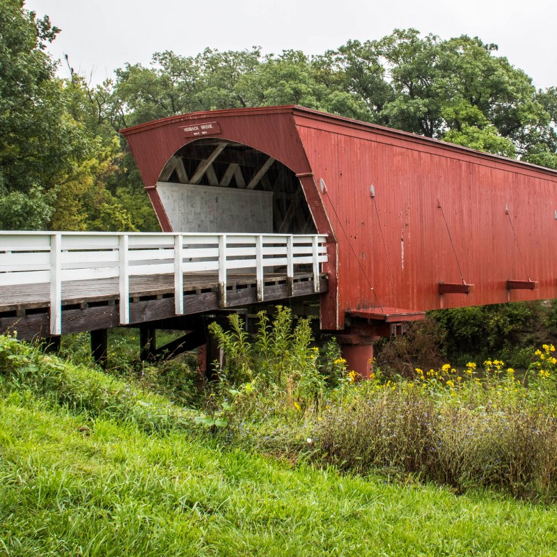 A stop on the Covered Bridges Scenic Byway in Iowa.