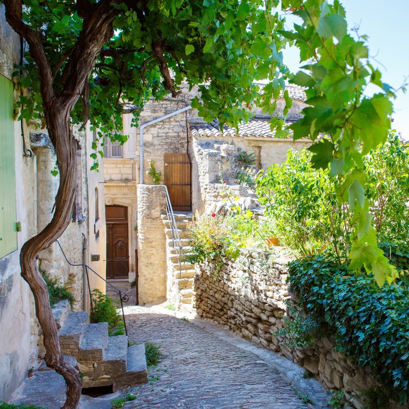 A street in the quaint village of Gordes in Province, France.