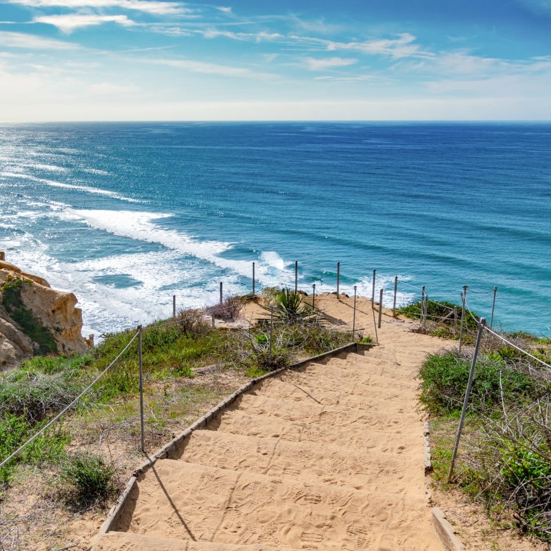 A trail at Torrey Pines State Natural Reserve in San Diego, California.