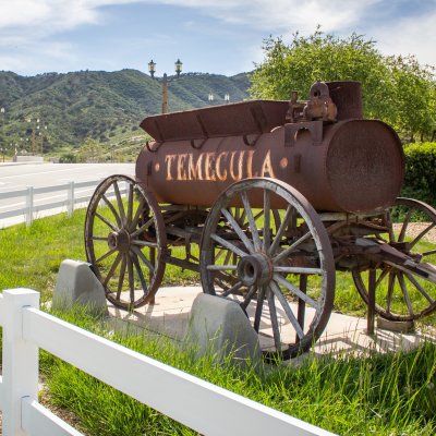 A vintage iron wine tank in Temecula, California.
