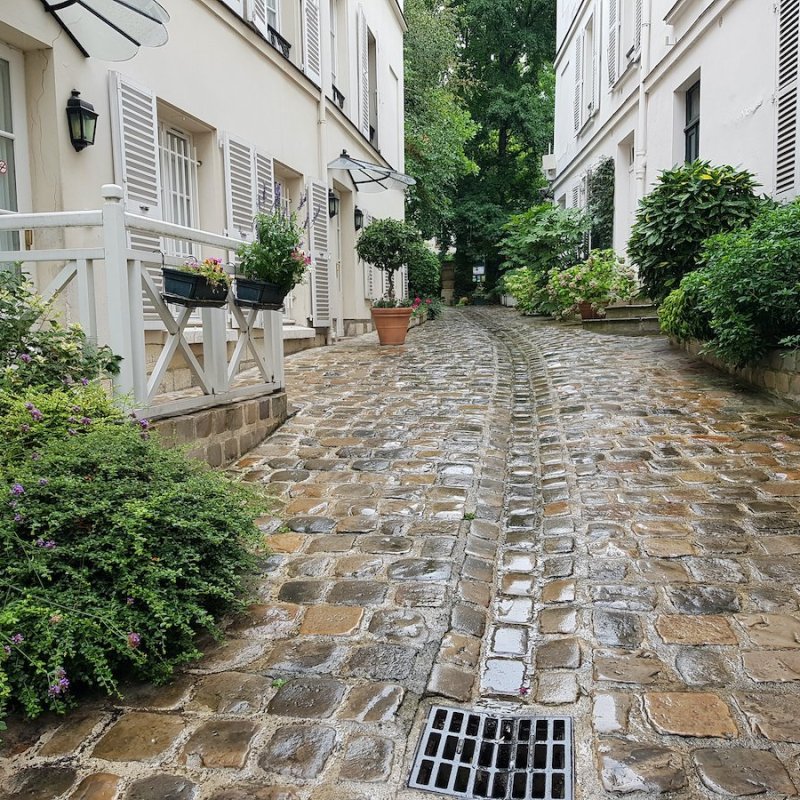 A walkway in the Latin Quarter of Paris, France.