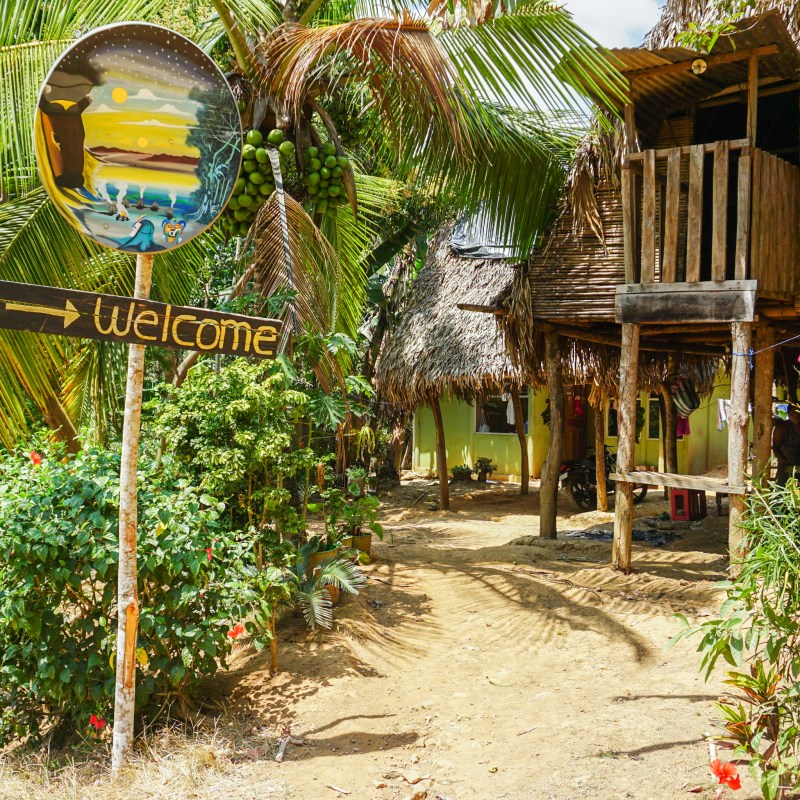 A welcome sign in the quaint Costa Rican town of Uvita.