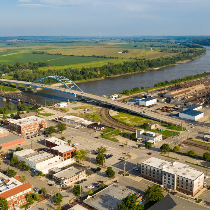 Aerial view of Atchinson, Kansas.