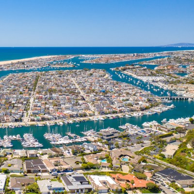 Aerial view of Balboa Island in California.
