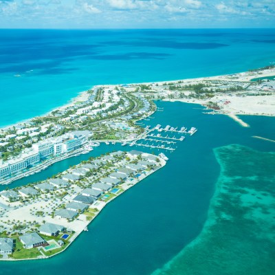 Aerial view of Bimini island in the Bahamas.
