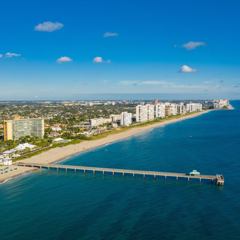 Aerial view of Deerfield Beach, Florida.