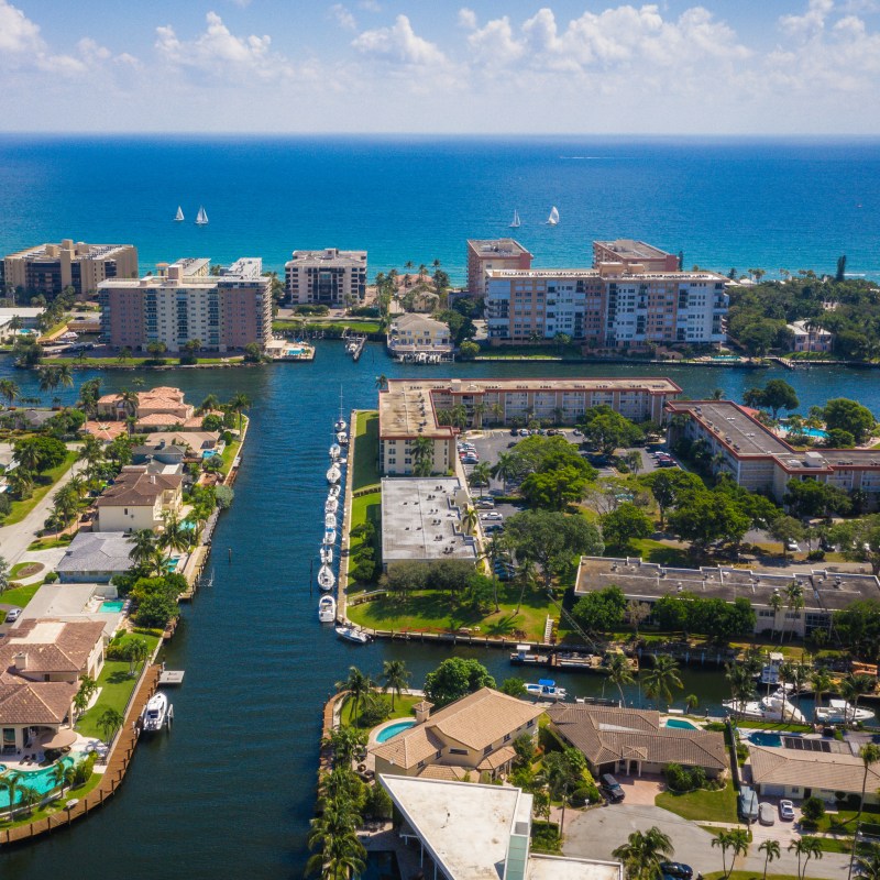 Aerial view of Deerfield Beach, Florida.