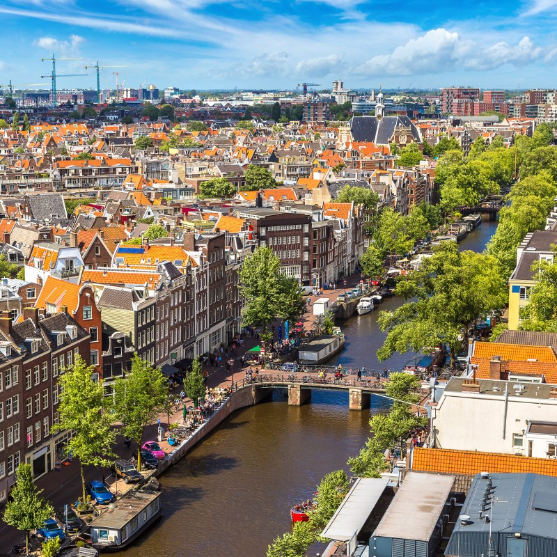 Aerial view of downtown Amsterdam.