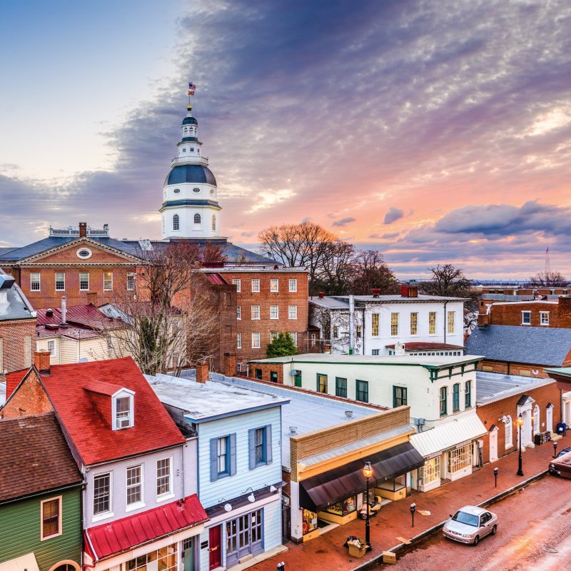 Aerial view of downtown Annapolis, Maryland.