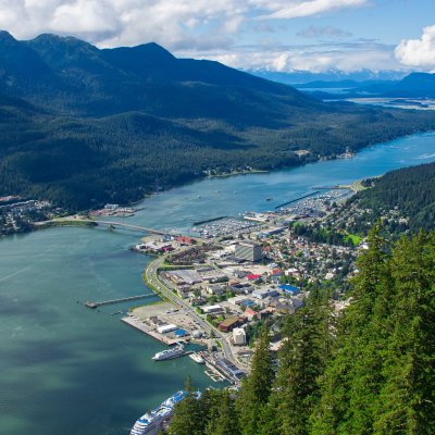 Aerial view of downtown Juneau, Alaska.