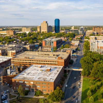 Aerial view of downtown Lexington, Kentucky.