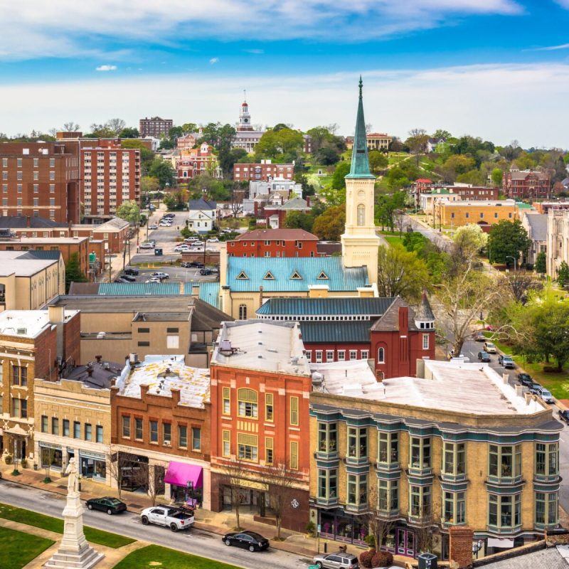 Aerial view of downtown Macon, Georgia.