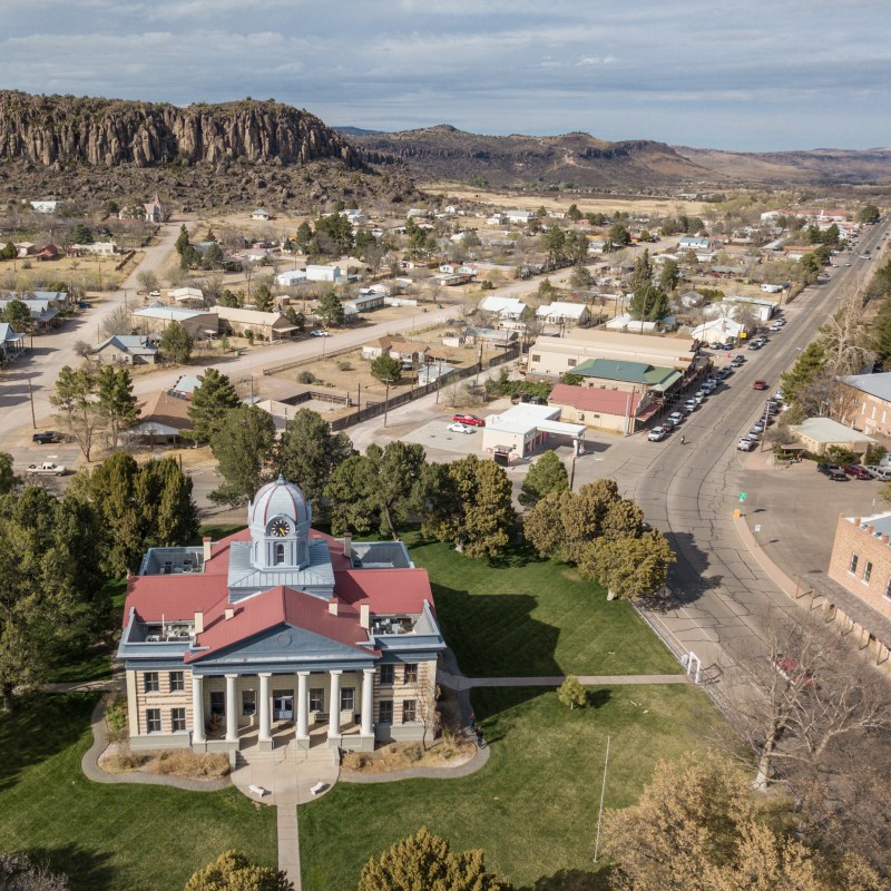 Aerial view of Fort Davis, Texas.