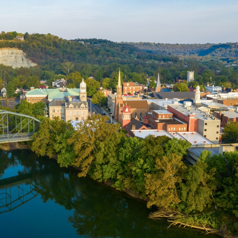 Aerial view of Frankfort, Kentucky.