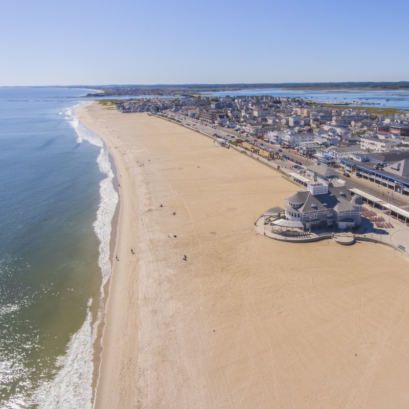 Aerial view of Hampton Beach in New Hampshire.