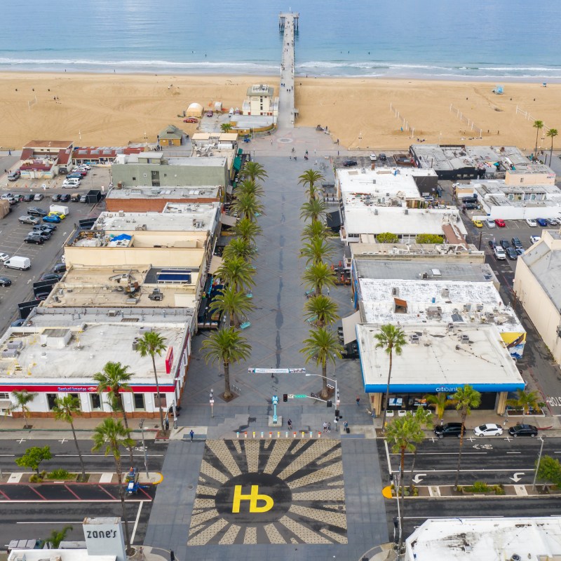 Aerial view of Hermosa Beach, California.