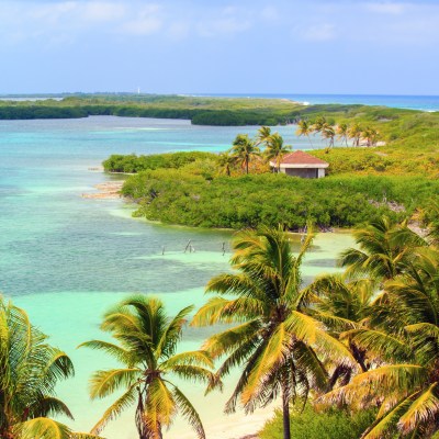 Aerial view of Isla Contoy near Isla Mujeres.