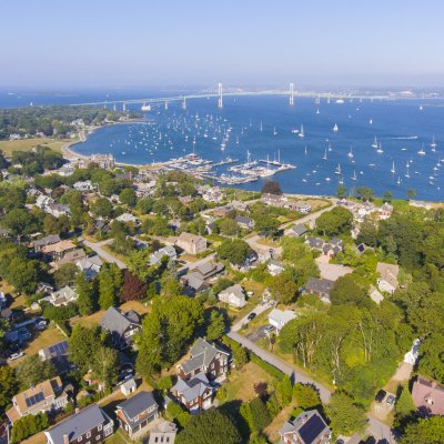 Aerial view of Jamestown, Rhode Island.