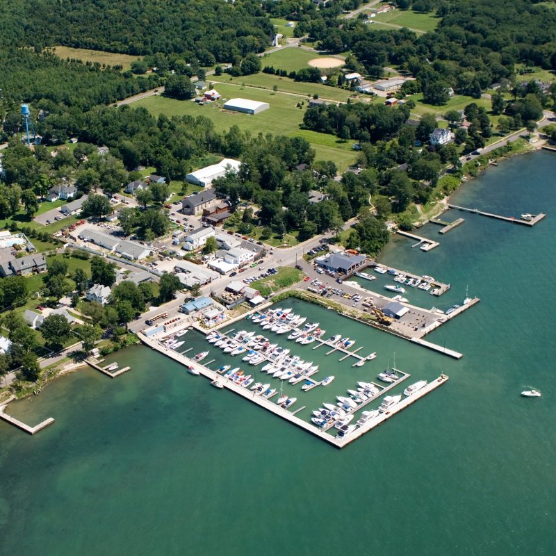 Aerial view of Kelleys Island in Ohio.