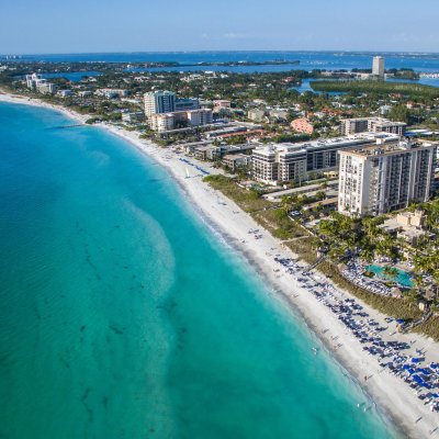 Aerial view of Lido Key in Sarasota, Florida.
